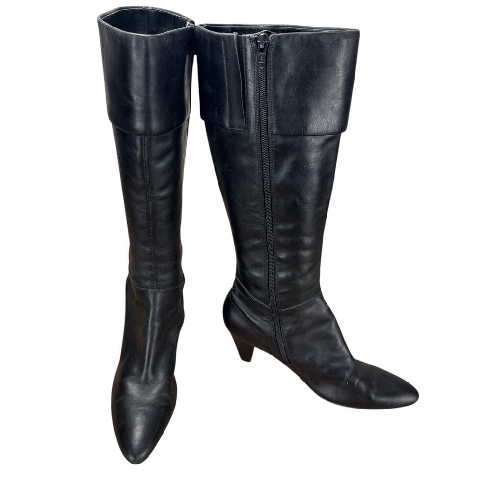 ECCO Hope Women Black Leather Knee High Tall Riding Strap Boots EUR 39 US 8-8.5